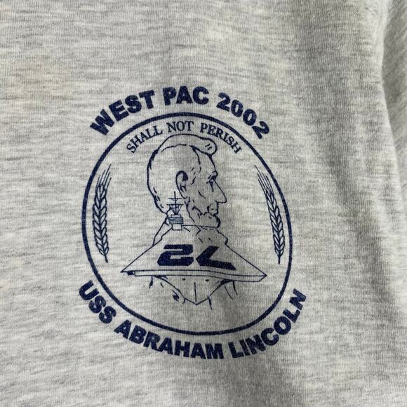 Vintage USS Abraham Lincoln West Pac 2002 Navy  T-Shirt XL Gray Military - Picture 3 of 7
